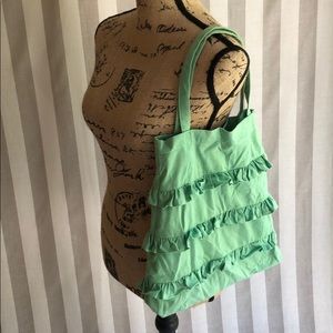 Springfield green ruffle shoulder purse bag